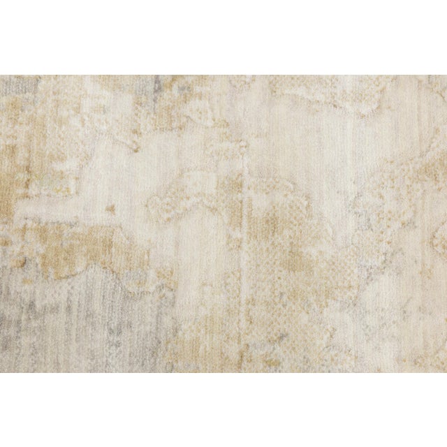 Abstract Watercolor Modern Area Rug – Sage Green, Gold, & Ivory Wool-Nylon Blend For Sale - Image 4 of 10