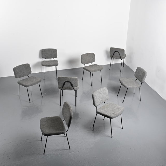 Set of 8 "Moulin" chairs by Pierre Paulin, originally designed in the 1950s and produced by Artifort. Black lacquered...