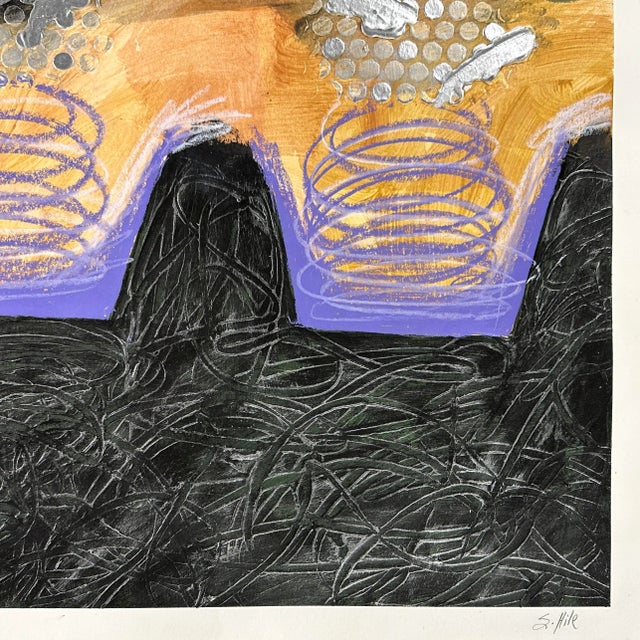 Vintage Abstract Postmodern Acrylic on Paper, Signed/Julian Schnabel/Joan Mitchell For Sale - Image 4 of 4