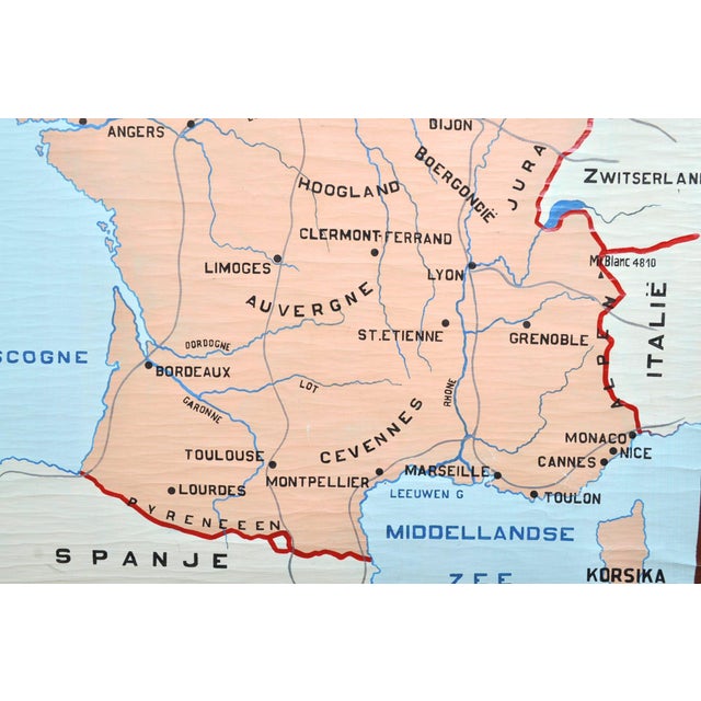 Painted Map of France, 1950s For Sale - Image 4 of 9
