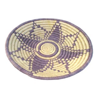 1970s Lavender & Tan Ethiopian Coiled Basket For Sale