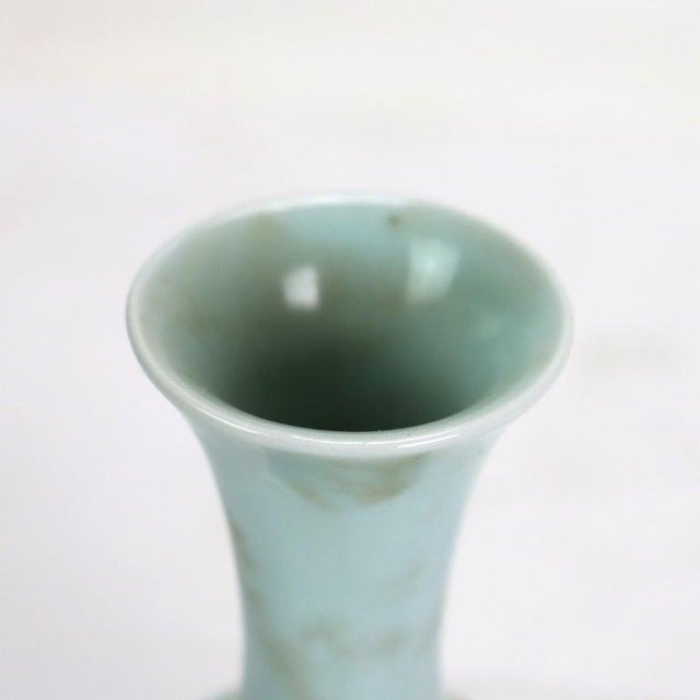 Chinese Celadon Porcelain Melon Ribbed Vase Signed 20thC For Sale - Image 4 of 4