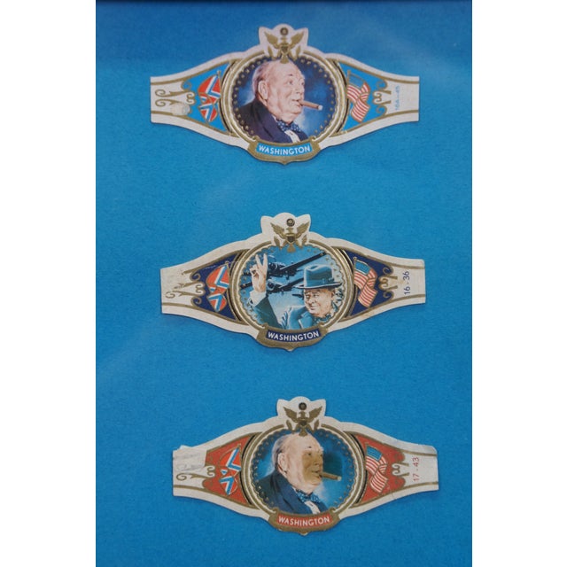 Mid 20th Century Winston Churchill Framed Tobacco Advertising Cigar Band Smoking Ephemera 13" For Sale - Image 6 of 12