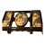 Vintage Chinese Hand-Carved Cork Art Folding Triptych Screen – Black Lacquer, San Yip, Hong Kong For Sale