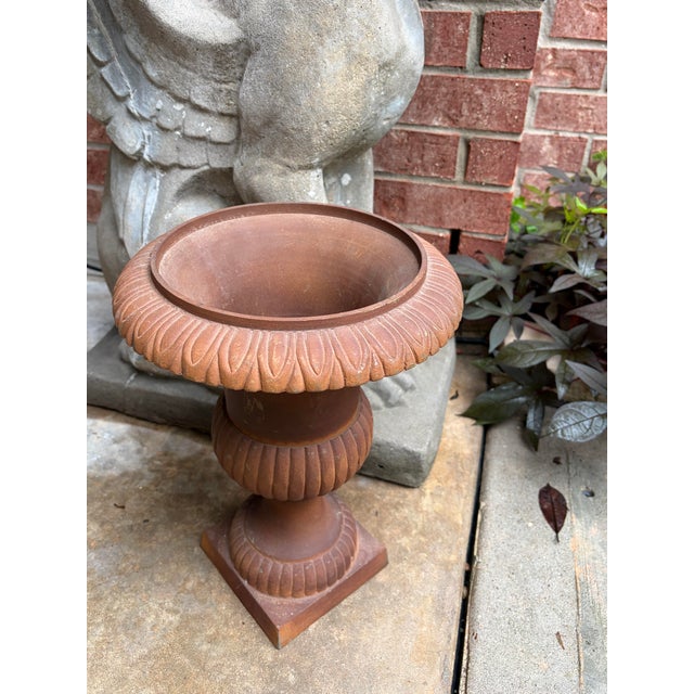 English Antique Classical Cast Iron Garden Urn Planter For Sale - Image 3 of 5