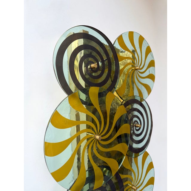Contemporary Pair of Brass and Murano Glass Spiral Sconces, Italy For Sale - Image 10 of 14