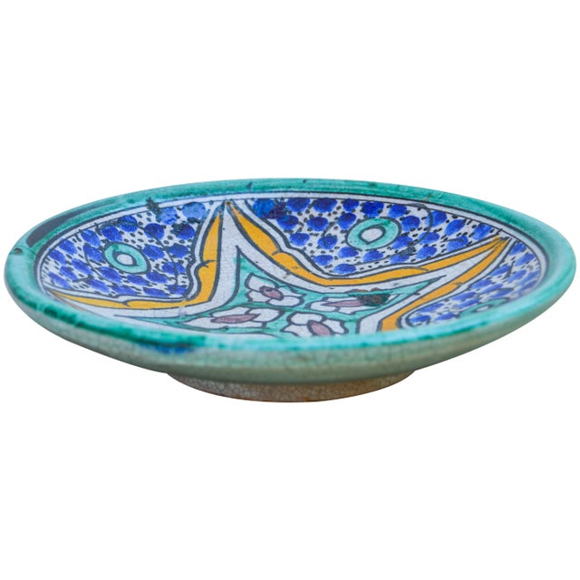 Ceramic Antique Moroccan Ceramic Plate For Sale - Image 7 of 9