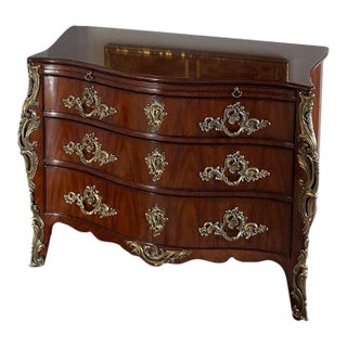 Venetian Rococo Ralph Lauren Mahogany Commode & Mirror - Set of 2 For Sale
