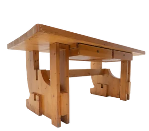 Mid-Century Modern Desk with Drawers in Pine Wood, Italy, 1960s