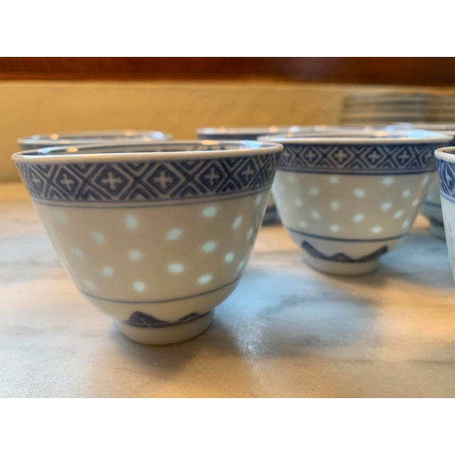 Blue Vintage Blue & White Chinese Porcelain Tea or Sake Cups Set of 10 For Sale - Image 8 of 10