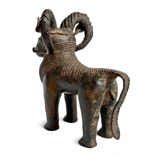 Early 20th Century Antique Benin Bronze African Ram Small Sculpture For Sale - Image 5 of 6