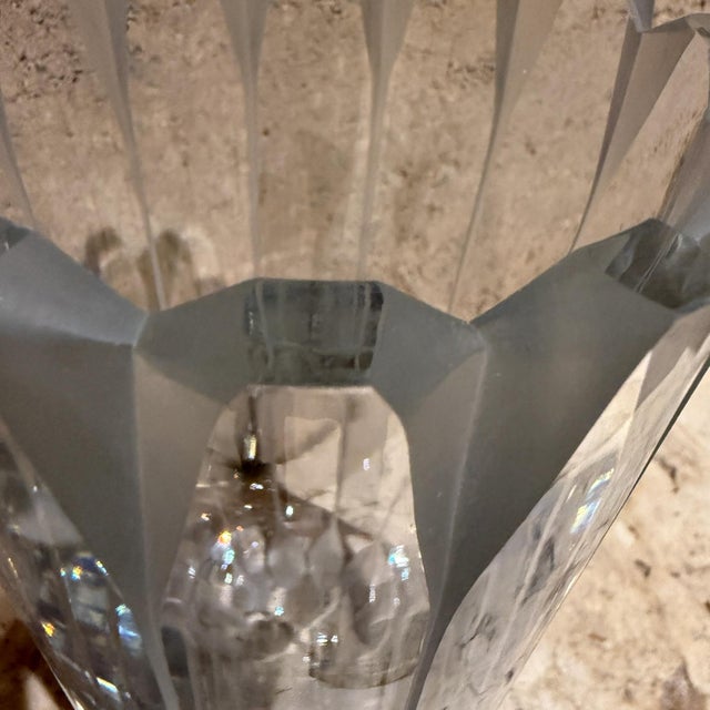 Mid-Century Modern 1970s Scandinavian Crystal Vase Ribbed Art Glass For Sale - Image 3 of 6