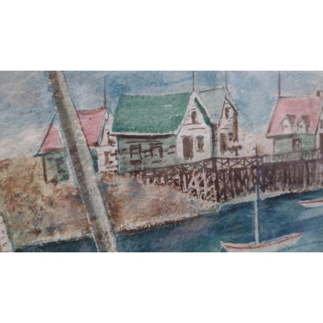 Late 20th Century Maxwell Mandell Fishing Cove Watercolor Painting For Sale - Image 10 of 10