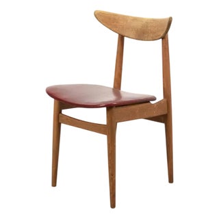 Vintage Chair with Red Faux Leather For Sale