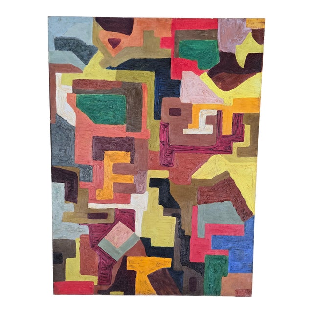 Vintage Mid Century Modern Abstract Painting Colors For Sale