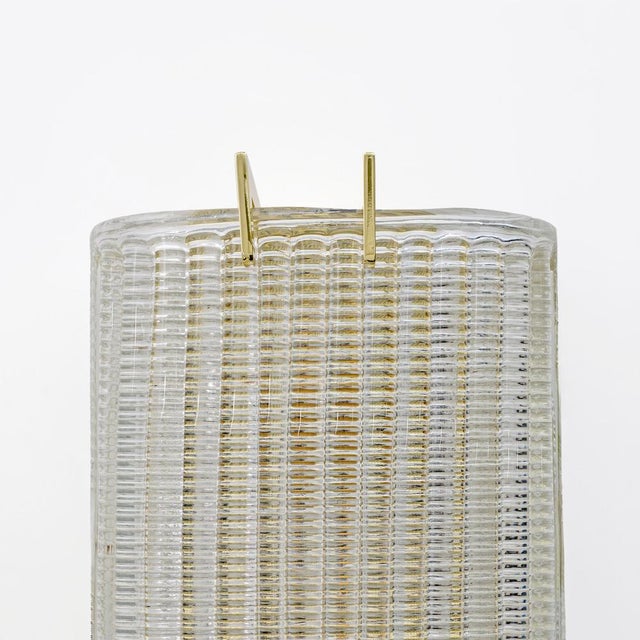 Metal Modern Italian Brass and Murano Glass Textured Wall Sconces, 2000, Set of 2 For Sale - Image 7 of 12