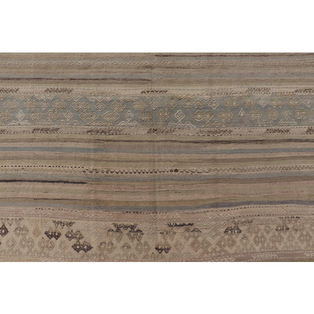 Textile Turkish Vintage Kilim With Embroidered Motifs in Earthy Tones 5'3" X9'0" For Sale - Image 7 of 12