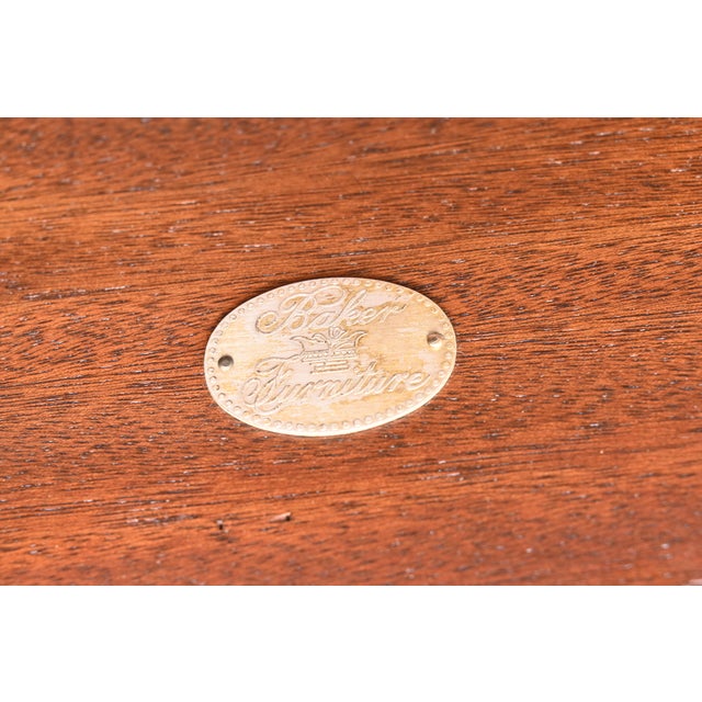 Baker Furniture Georgian Banded Mahogany Pedestal Extension Dining Table, Newly Refinished For Sale - Image 11 of 12