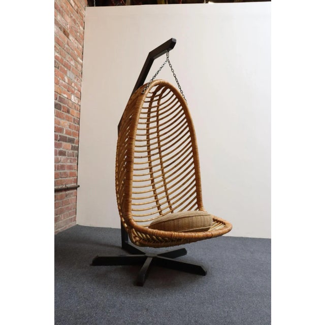 Vintage Bamboo and Rattan Hanging Parrot Chair With Cantilever Steel Frame For Sale - Image 16 of 18