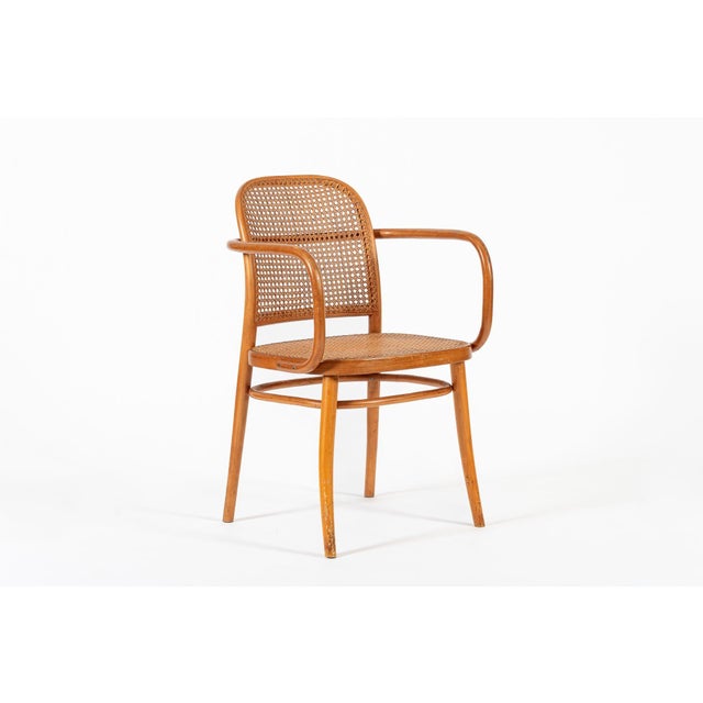 1960s Vintage Bent Wood & Wicker Cafe Chairs by Josef Hoffman for Ligna For Sale - Image 5 of 12