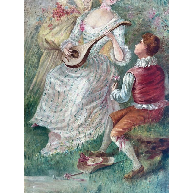 Pair of French Late 19th Century Tall Oil on Canvas Paintings For Sale - Image 9 of 10