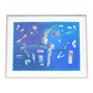 1980's Val Rossman Neighbors Abstract Expressionism Pastel Artwork One-of-a-Kind