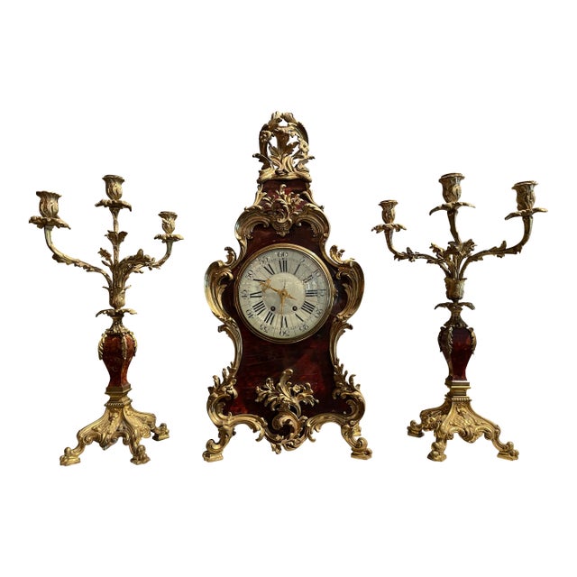 18th Century Tiffany & Co. Clock and Candelabra Set- 3 Pieces For Sale