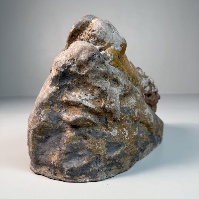 Stone Lion Sculpture with Shell, 1800s, Paint and Stone For Sale - Image 13 of 17