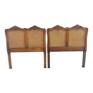 French Country Oak Carved Twin Headboards - a Pair For Sale