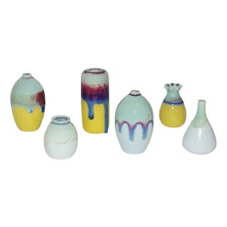 Set of 6 Japanese Wabi Sabi Mini Vases For Sale
