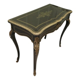 Louis XV French Ebonized Games Table with Brass Inlay For Sale