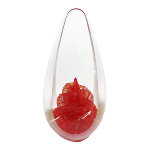 Orient & Flume Red Studio Art Glass Teardrop Sculpture – Signed 1994, Ruby Inclusion