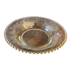 1940s Etched Glass Bowl With Decorative Balls