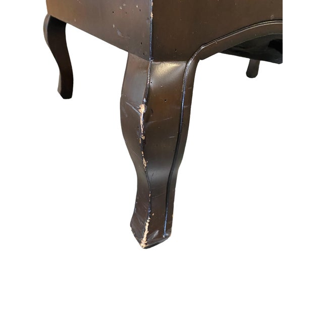 Country French Wood Frame Club Chair & Ottoman For Sale - Image 11 of 12