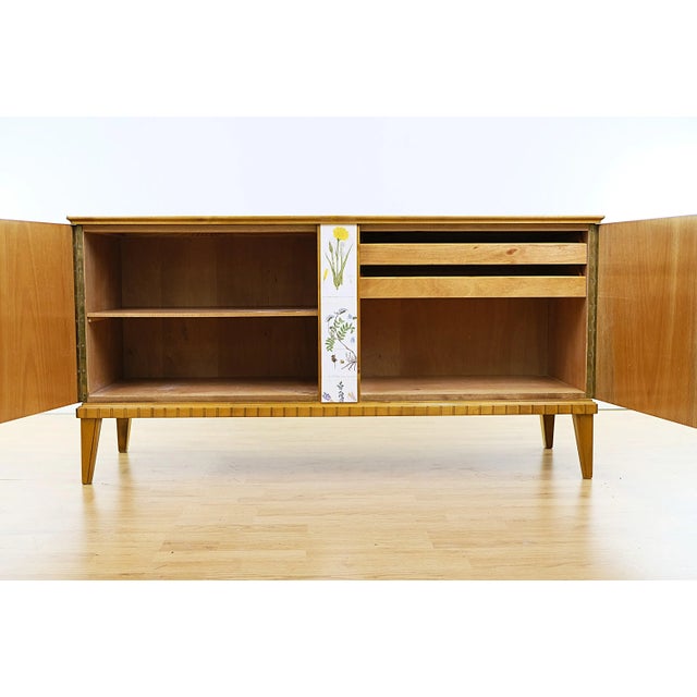 Swedish Modern Sideboard with Nordens Flora Illustrations, 1930s For Sale - Image 4 of 8