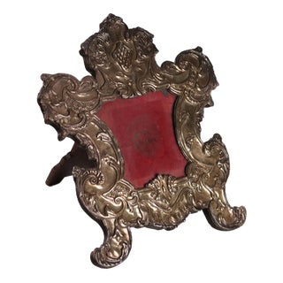 Italian Altar Card Frame in Silvered Metal For Sale
