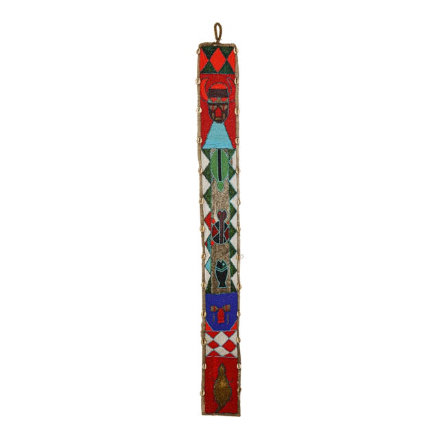 African Yoruba Diviner's Red Beaded Panel Sash 1950 For Sale