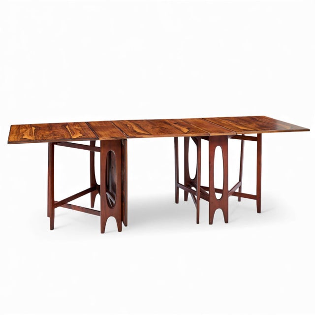 Wood Bendt Winge Mid Century Norwegian Rosewood Drop-Leaf Rosewood Dining Table - Pair For Sale - Image 7 of 17