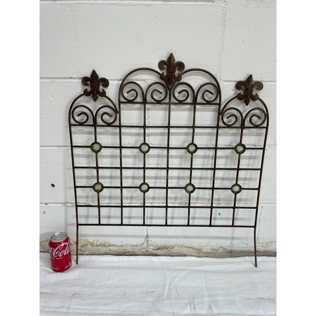 19th Century Hand Forged Wrought Iron Small Glass Insert Panel From New Orleans For Sale - Image 4 of 7