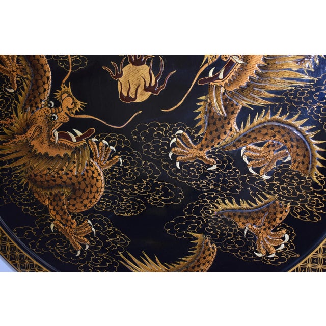 Paint 1980s Hand-Painted Lacquered Japanese Tea Tray Wall Art For Sale - Image 7 of 10