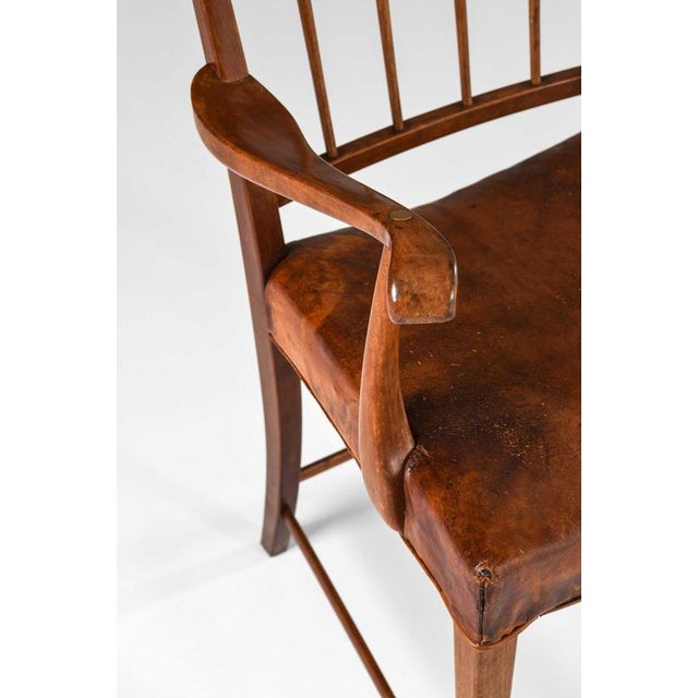 Armchair in Brass, Leather and Mahogany attributed to Jens Brøtterup, 1950s For Sale - Image 10 of 11