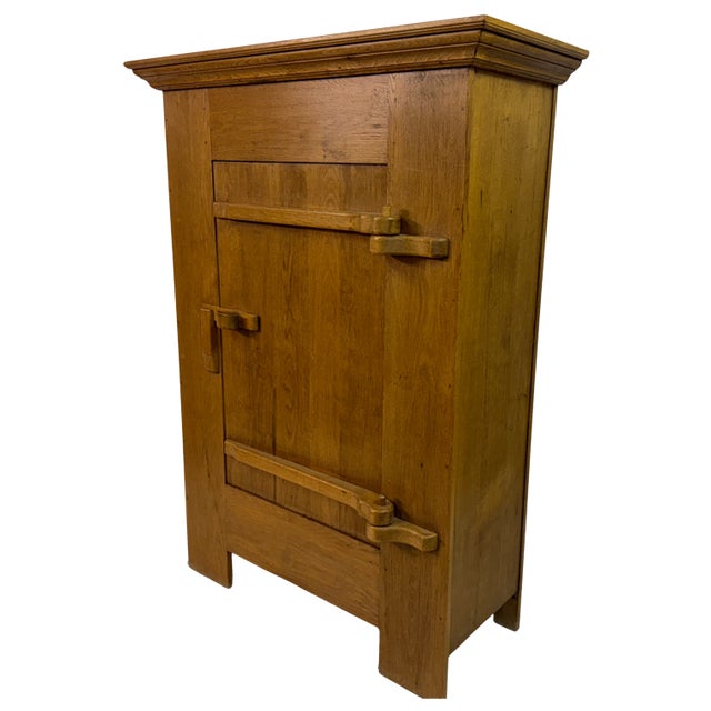 Brutalist Oak Cabinet, 1960s For Sale