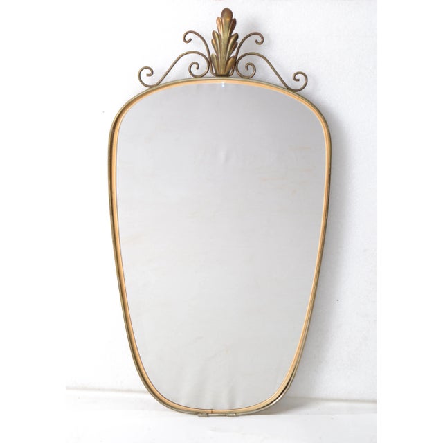 Italian Mid-Century Modern Brass Shield Mirror For Sale - Image 10 of 10