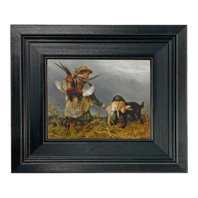 Shooting the Covers Pheasant Hunting Scene Framed Print on Canvas, 8-1/2" X 9-1/2" For Sale