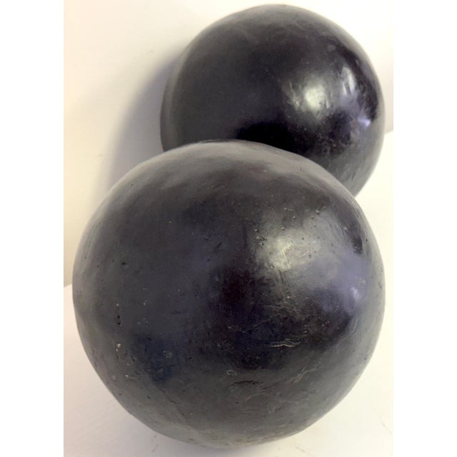 Graduated (9" & 7") Pair of Artisan Bronze Garden Balls / Sculptural Spheres For Sale - Image 10 of 18