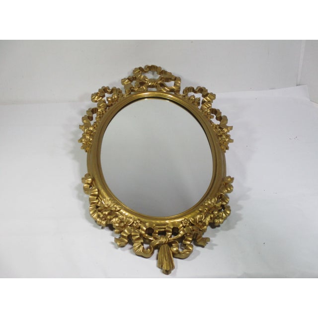 Rococo Vintage Syroco Hollywood Regency Rococo Gold Mirror For Sale - Image 3 of 11