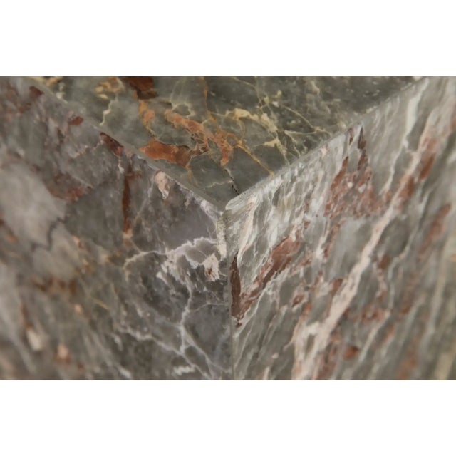 1980's Post-Modern Pink and Grey Exotic Marble Column Pedestal For Sale - Image 15 of 15