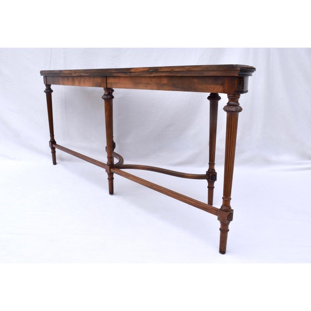 Wood 1960s Monumental French Style Demilune Console Table For Sale - Image 7 of 12