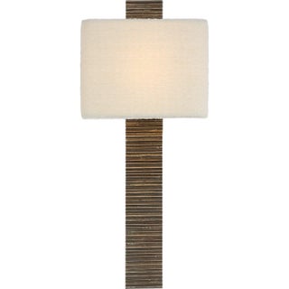Anne-Marie Barton for Visual Comfort Signature Fumar 23" Tail Sconce in Ridged Graphite with Bouclé Shade For Sale