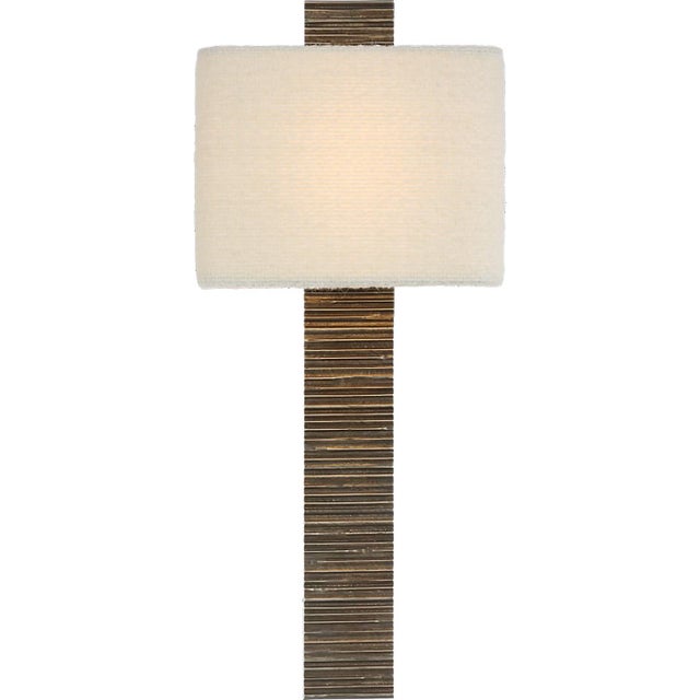 Anne-Marie Barton for Visual Comfort Signature Fumar 23" Tail Sconce in Ridged Graphite with Bouclé Shade For Sale